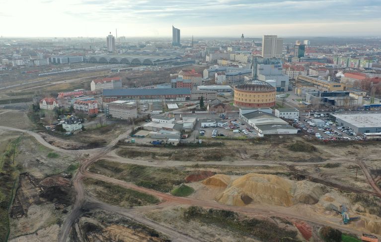 [Translate to English:] Bau eines neuen Stadtviertels Stadtquartier "Leipzig 416" mit blau-gr&uuml;n-roter Infrastruktur. Andr&eacute; K&uuml;nzelmann, UFZ.